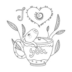 Capybara in the tea cup coloring page.