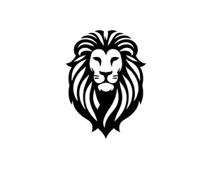 Lion head logo, lion head icon, lion face logo. Simple silhouette. Flat style. Logo design template. Vector illustration. Animal logotype concept.