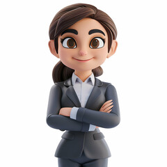 Confident Businesswoman Character in Elegant Suit with Stylish Hair