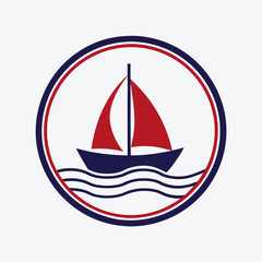 Minimalist Sailboat Logo Vector Design.