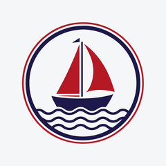 Minimalist Sailboat Logo Vector Design.