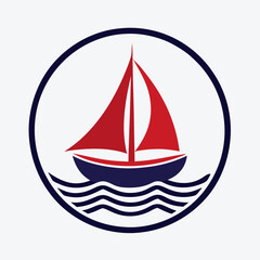 Minimalist Sailboat Logo Vector Design.