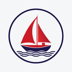 Minimalist Sailboat Logo Vector Design.