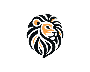 Lion head logo, lion head icon, lion face logo. Simple silhouette. Flat style. Logo design template. Vector illustration. Animal logotype concept.