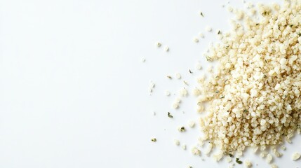 Scattered Hemp Seeds on Bright Canvas: Nature's Superfood for Health and Diet