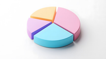 Obraz premium Colorful 3D Pie Chart on White Background for Data Visualization and Analytics