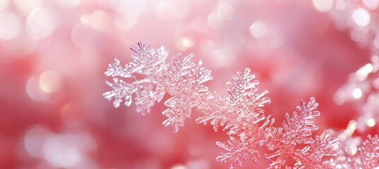 Naklejka premium Delicate Blush Pink Background with Fine Golden Snowflakes, Winter Wonderland, Christmas Backdrop