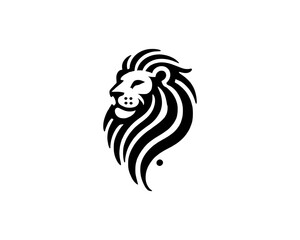 Lion head logo, lion head icon, lion face logo. Simple silhouette. Flat style. Logo design template. Vector illustration. Animal logotype concept.