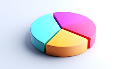 Obraz premium Colorful 3D Pie Chart on White Background for Data Visualization and Analytics