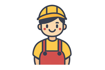 A simple flat icon of a unisex worker