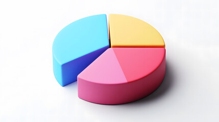 Obraz premium Colorful 3D Pie Chart on White Background for Data Visualization and Analytics