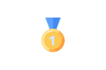 A flat vector illustration of an icon featuring a gold medal 