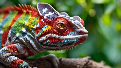 Obraz premium Exotic Chameleon Displaying Vibrant Nature Colors