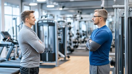 Goal Setting. Personal Trainer Discussing Workout Plan with Client in Modern Gym Environment.