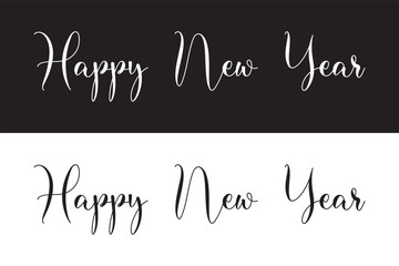 Happy New Year handwritten lettering design. Holiday calligraphy text for postcard, poster, banner design element. New Year 2025 handwritten lettering in eps 10.