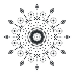Round monochrome mandala arabesque emblem symbol isolated on white background. Vector illustration