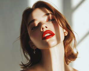 Fototapeta premium Close-up photo of beautiful woman