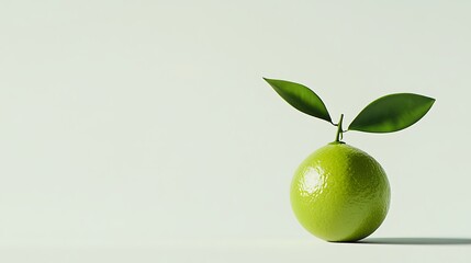 Shiny Fresh Lime with Green Leaf Rotating Smoothly Isolated on White Background for Product Display