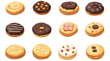 Delicious Fresh Baked Cookies on Isolated Background