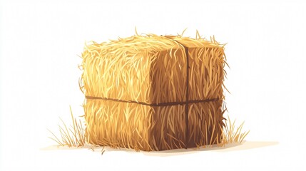 Square Bale of Hay Vector Illustration Isolated on White Background