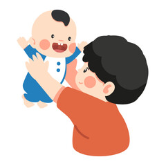 Father Holding a Baby up in the Air