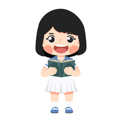 Kid Girl Reading A Book