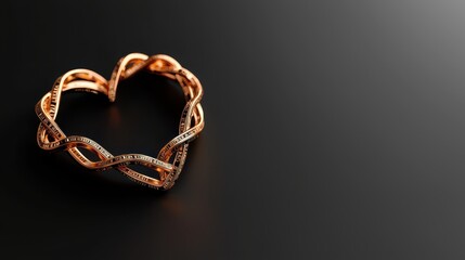 Obraz premium A delicate heart-shaped ring made of intertwined metal, showcasing elegant design against a dark background.