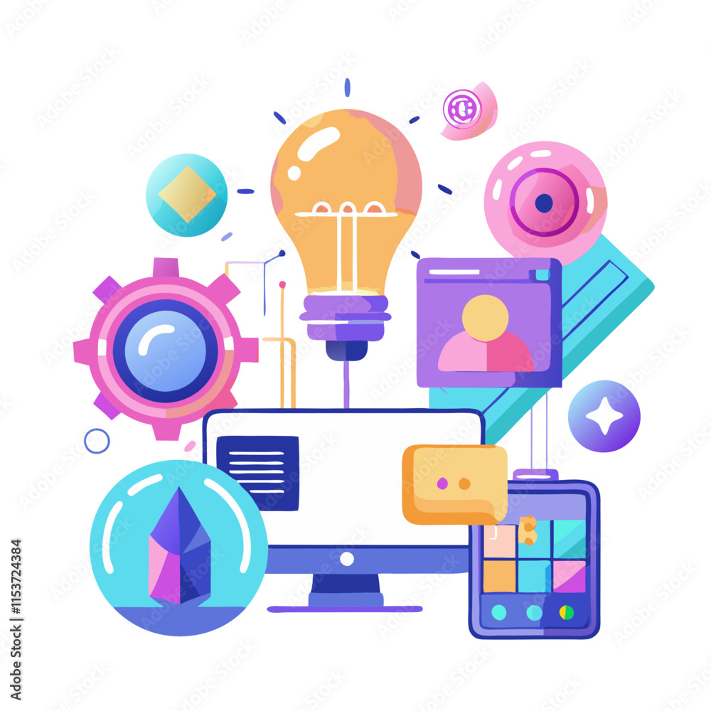 Poster glowing interface design tools creating innovative visual elements for modern technology projects