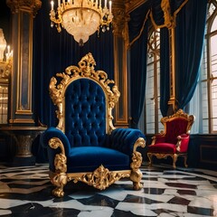 Luxury royal throne with red armchair. 3d render
