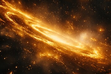 Obraz premium Golden spiral galaxy in deep space.