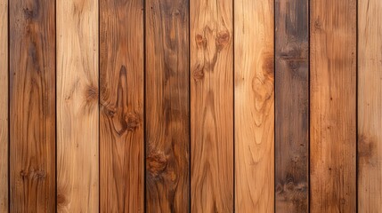 Fototapeta premium A close-up view of a wooden plank wall, showcasing various shades of brown and natural grain patterns.