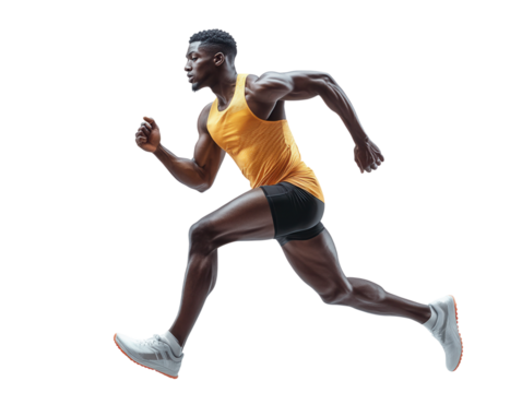 Athlete running in fitness apparel, transparent png.