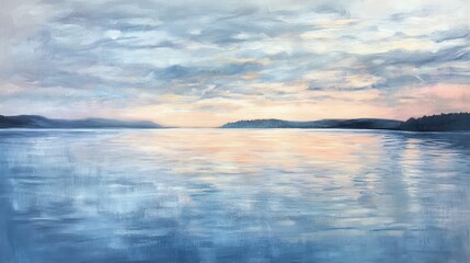 Obraz premium Tranquil Sunset Over the Serene Lake Landscape