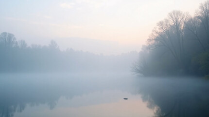Fototapeta premium Foggy Weather and Lake View