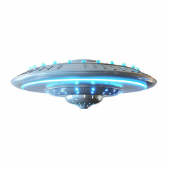 Futuristic Alien Spaceship with Bright Lights and Sleek Design