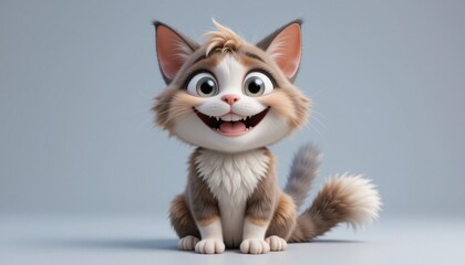 Obraz premium Cute Cartoon Cat Posing Against a Neutral Background