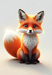 Obraz premium Adorable Cartoon Fox Cute Wildlife Animal Fluffy Tail Orange Fur