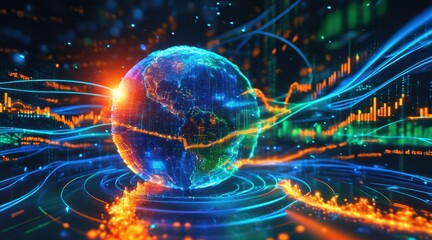 Obraz premium Digital Cosmos Streams of Data and the Global Economy .