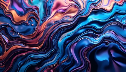 Fototapeta premium Abstract Swirling Liquid Colors Blue Purple Orange