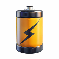 Bright Yellow Battery with Black Lightning Bolt Design on Surface