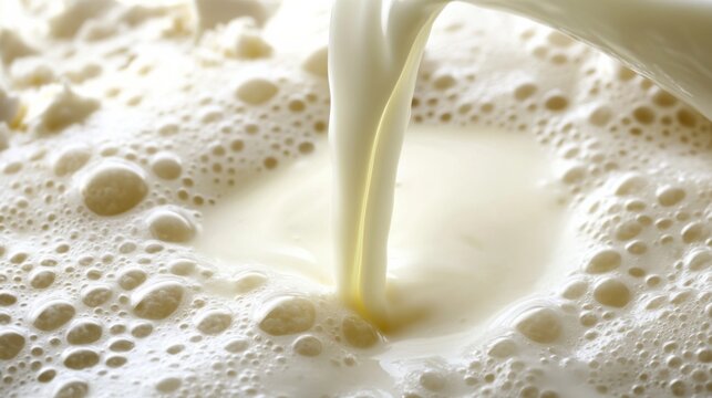 Close-Up of Pouring Milk with Natural Lighting
