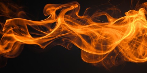 Dynamic movement of orange smoke on a black background, creating an eye catching fire design. The swirling orange smoke enhances the dramatic fire design aesthetic.