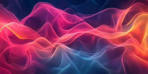 Multicolor glowing lines create an abstract fractal wave, showcasing dynamic motion and vibrant colors. This abstract fractal wave imagery captivates with its vivid and mesmerizing design.