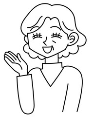 笑顔でポーズをとるおばあさん