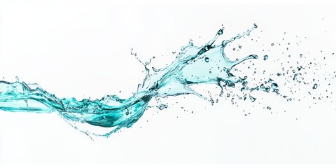 Abstract water splash isolated on a white background, creating a vibrant and dynamic visual effect. This abstract water splash captures the essence of fluidity and movement in its design.