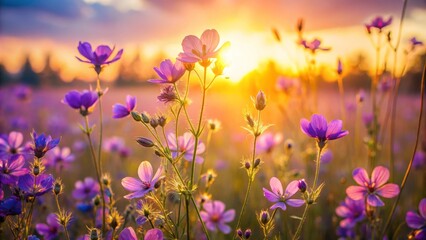 Twilight Purple Flower Field Wallpaper - Rule of Thirds Composition