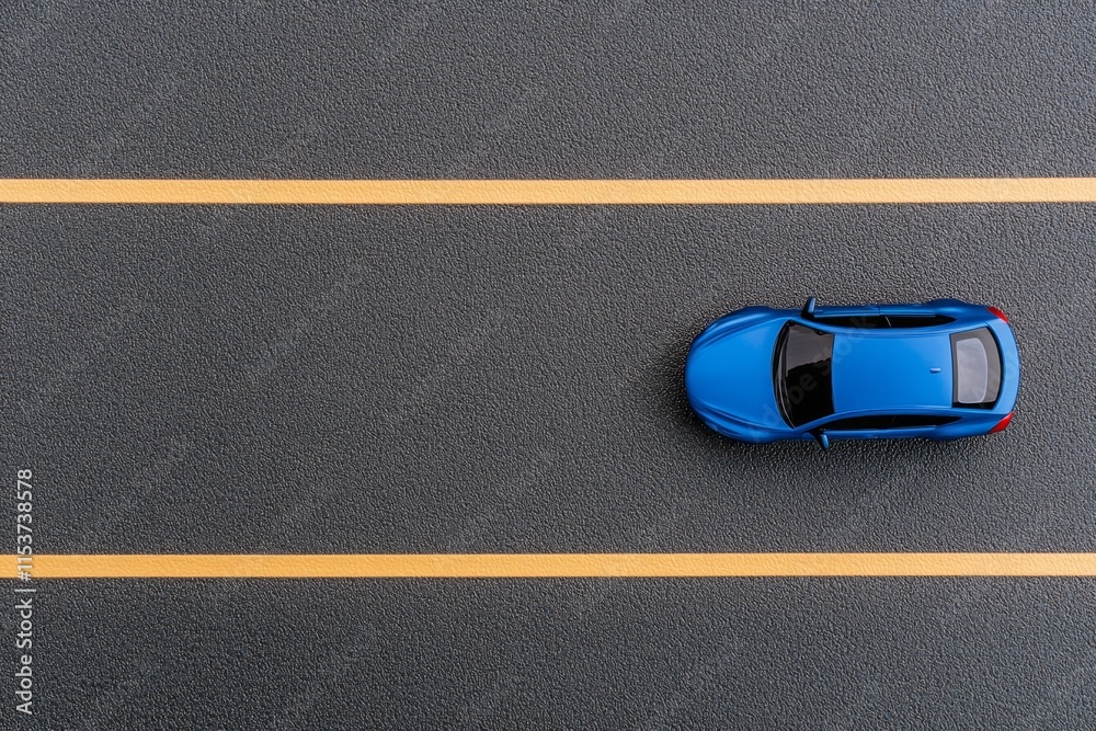 Poster a simple geometric design of a winding highway in soft gray tones, with a lone car as a small focal 