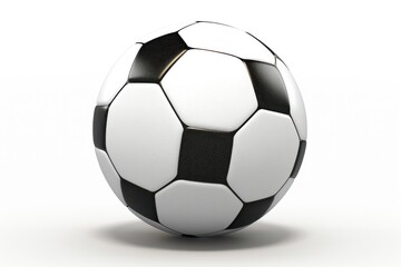 Naklejka premium Classic black and white soccer ball with pentagon and hexagon patterns isolated on white background