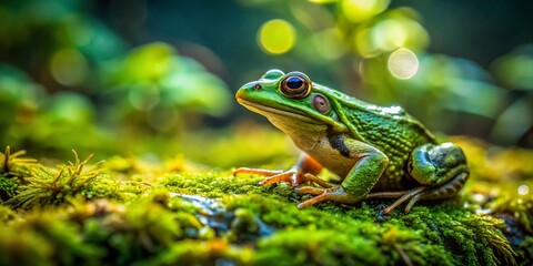 Obraz premium Wide Angle Frog Ground Photography: Amphibian Macro Close Up Nature Image