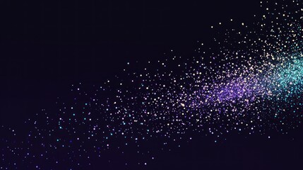 Abstract colorful glitter swirl on dark background.